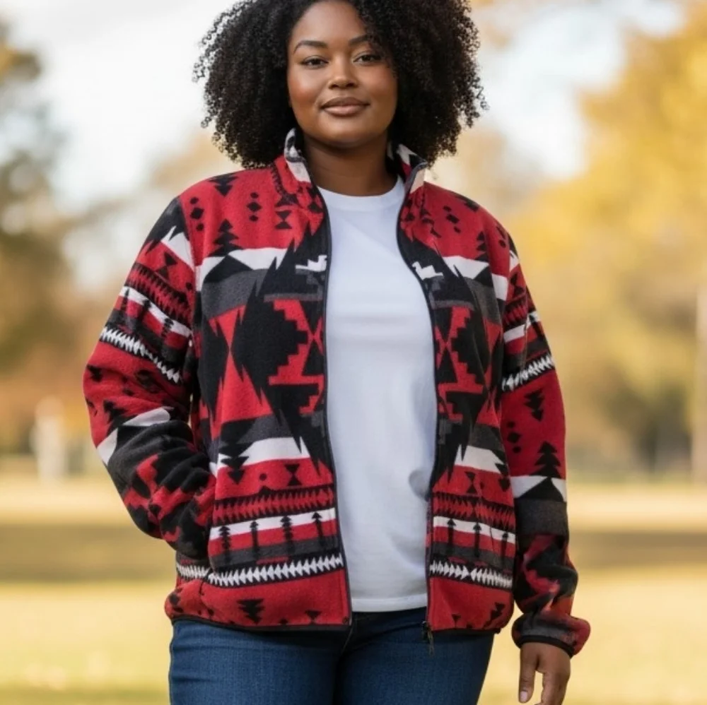 Sz 2x Lauren Active Ralph Lauren South West Tribal Fleece Full Zip Jacket - Picture 1 of 11